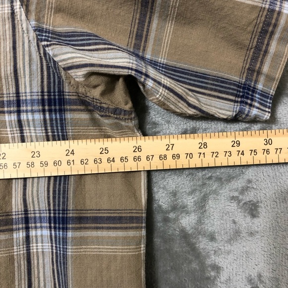 Solaris Men Brown Plaid Shirt Size XL Button Up Short Sleeve Summer Casual - Picture 11 of 12